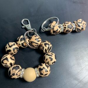 Leopard Print keychain or purse charm. Set of 2. Matching
